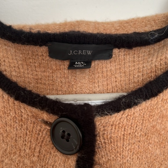 J Crew size M/L heather camel/black scarf neck blazer sweater! - Picture 3 of 4